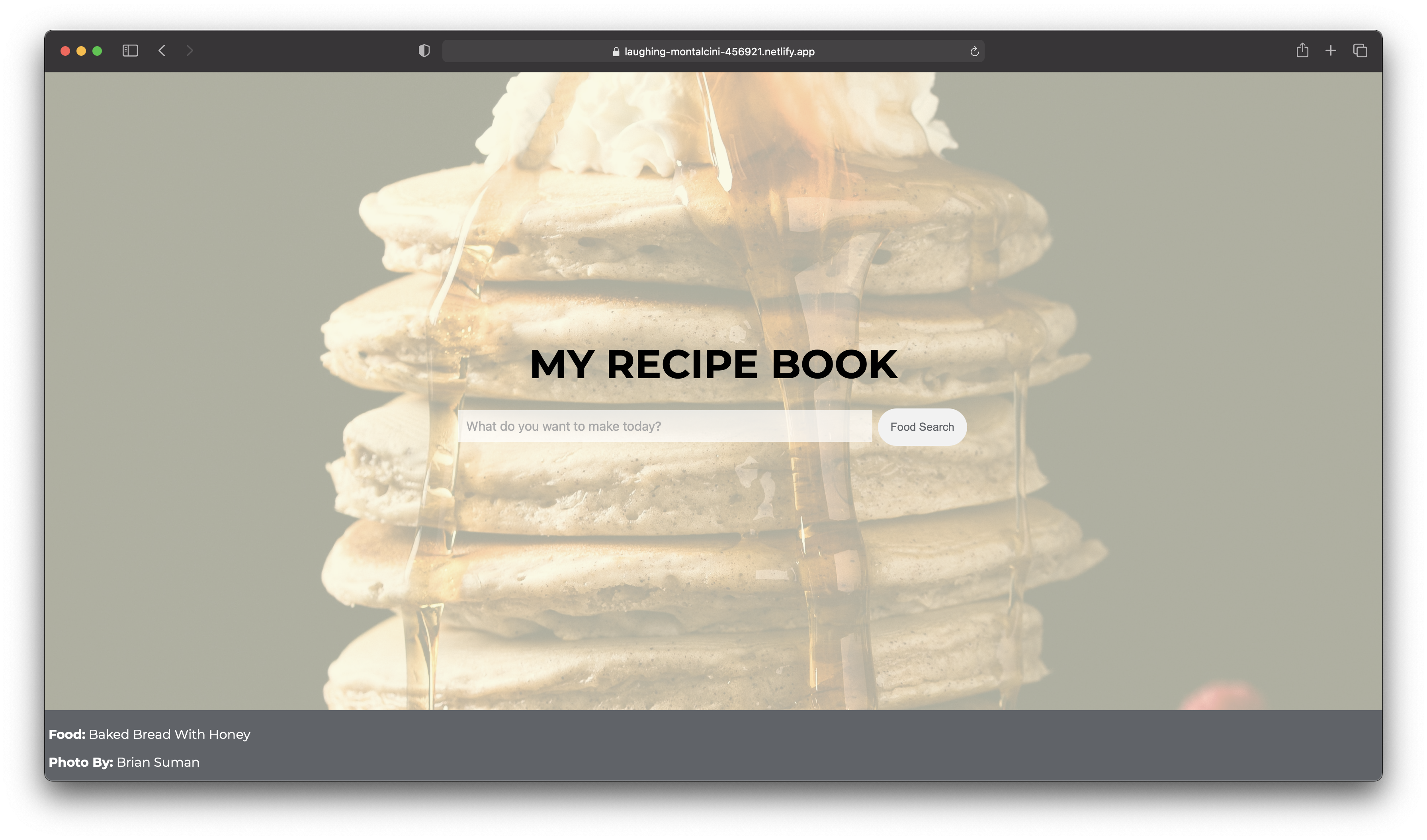 Screenshot of the Recipe app